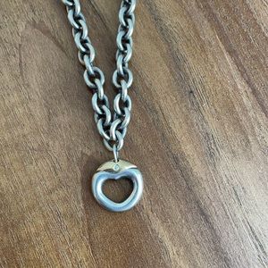 Vintage silver & gold Movado necklace with diamond